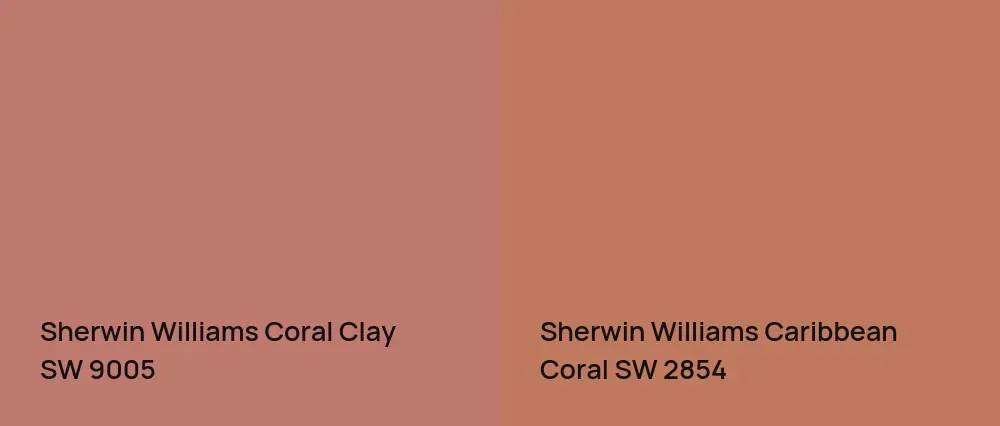 Sherwin Williams Coral Clay SW 9005 vs Sherwin Williams Caribbean Coral SW 2854