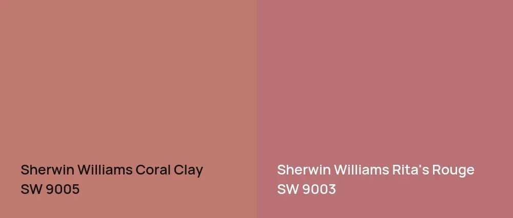 Sherwin Williams Coral Clay SW 9005 vs Sherwin Williams Rita's Rouge SW 9003