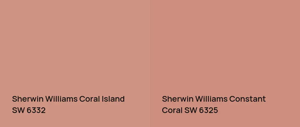 Sherwin Williams Coral Island SW 6332 vs Sherwin Williams Constant Coral SW 6325