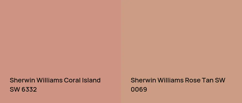 Sherwin Williams Coral Island SW 6332 vs Sherwin Williams Rose Tan SW 0069