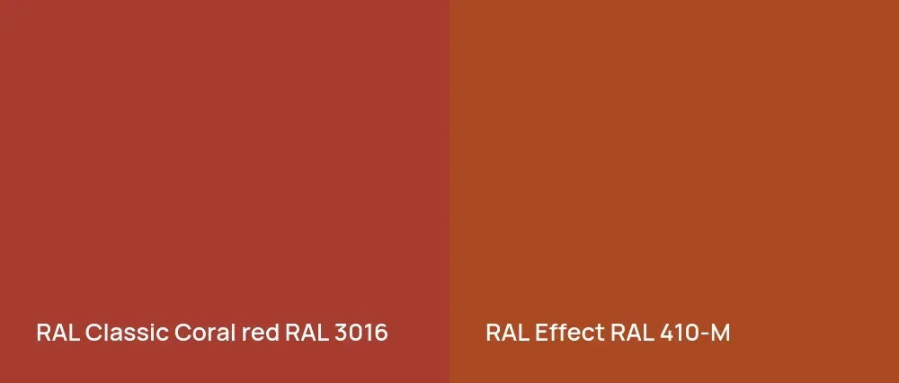 RAL Classic  Coral red RAL 3016 vs RAL Effect  RAL 410-M