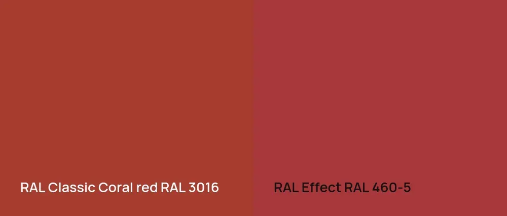 RAL Classic  Coral red RAL 3016 vs RAL Effect  RAL 460-5