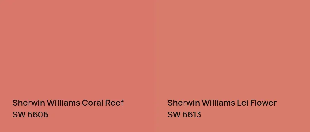 Sherwin Williams Coral Reef SW 6606 vs Sherwin Williams Lei Flower SW 6613
