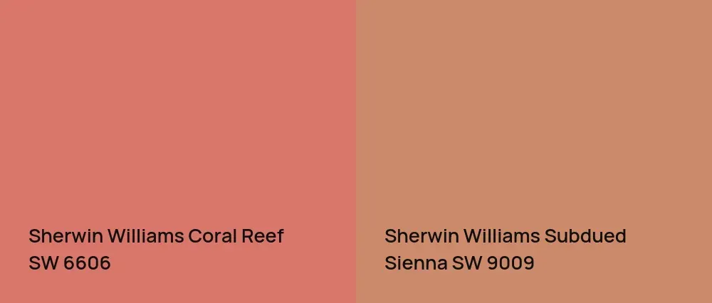 Sherwin Williams Coral Reef SW 6606 vs Sherwin Williams Subdued Sienna SW 9009