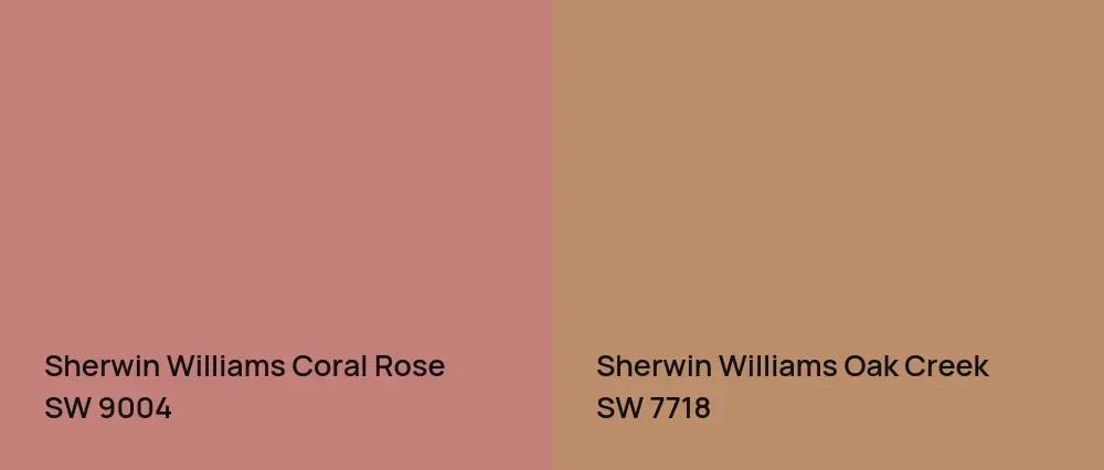Sherwin Williams Coral Rose SW 9004 vs Sherwin Williams Oak Creek SW 7718