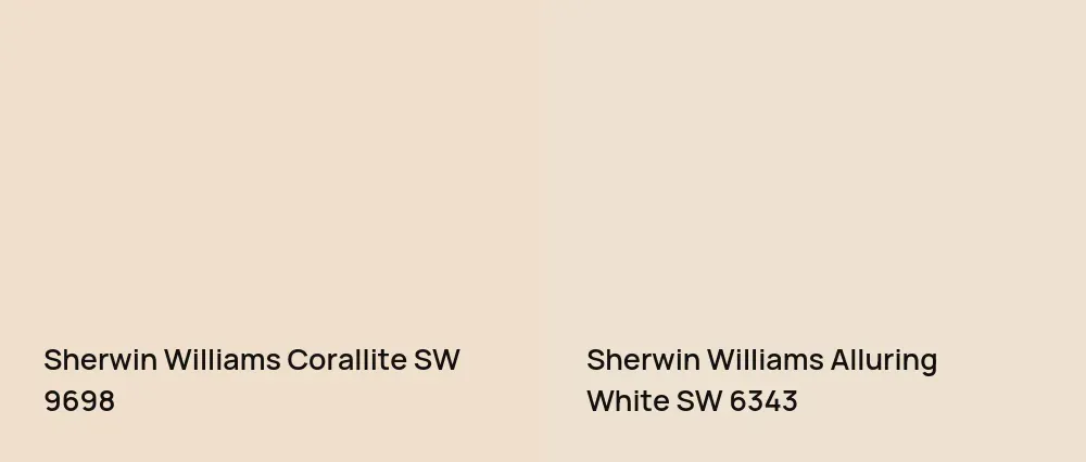 Sherwin Williams Corallite SW 9698 vs Sherwin Williams Alluring White SW 6343