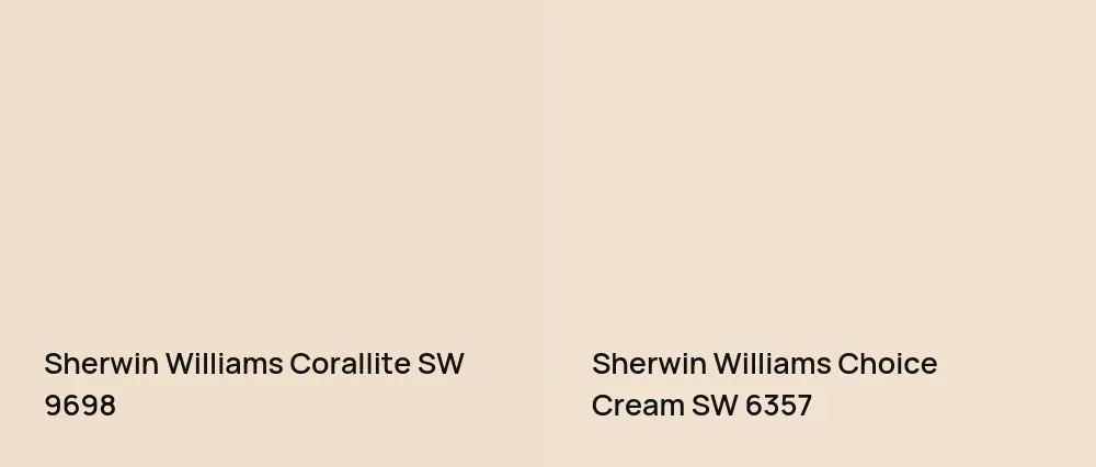 Sherwin Williams Corallite SW 9698 vs Sherwin Williams Choice Cream SW 6357