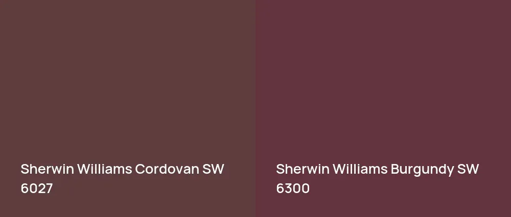 Sherwin Williams Cordovan SW 6027 vs Sherwin Williams Burgundy SW 6300
