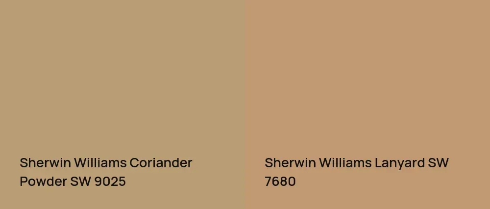 Sherwin Williams Coriander Powder SW 9025 vs Sherwin Williams Lanyard SW 7680