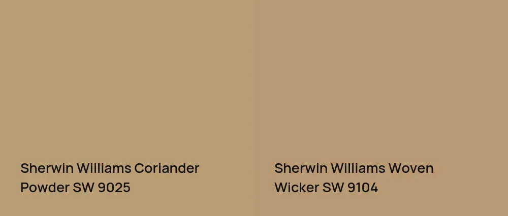 Sherwin Williams Coriander Powder SW 9025 vs Sherwin Williams Woven Wicker SW 9104