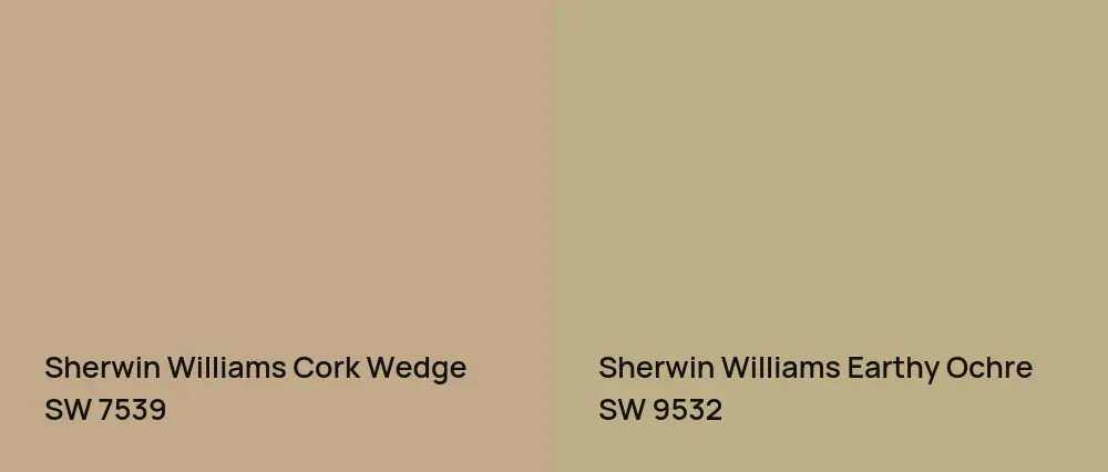 Sherwin Williams Cork Wedge SW 7539 vs Sherwin Williams Earthy Ochre SW 9532