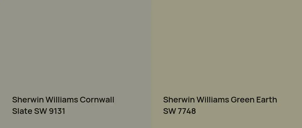Sherwin Williams Cornwall Slate SW 9131 vs Sherwin Williams Green Earth SW 7748