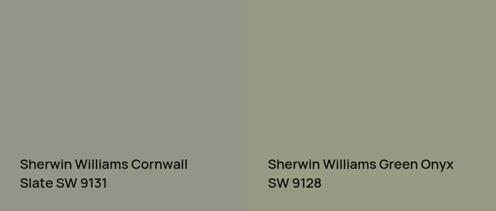 Sherwin Williams Cornwall Slate SW 9131 vs Sherwin Williams Green Onyx SW 9128