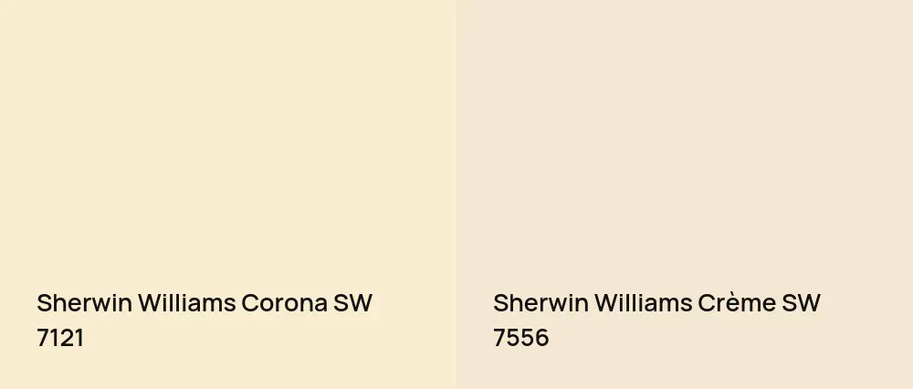 Sherwin Williams Corona SW 7121 vs Sherwin Williams Crème SW 7556