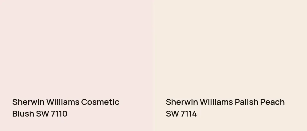 Sherwin Williams Cosmetic Blush SW 7110 vs Sherwin Williams Palish Peach SW 7114