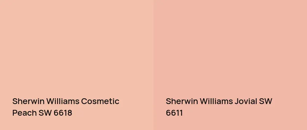 Sherwin Williams Cosmetic Peach SW 6618 vs Sherwin Williams Jovial SW 6611