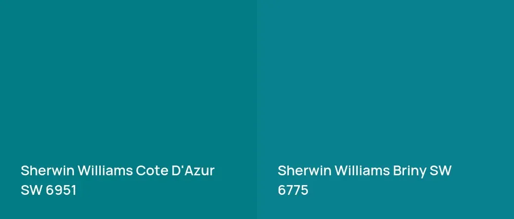Sherwin Williams Cote D'Azur SW 6951 vs Sherwin Williams Briny SW 6775