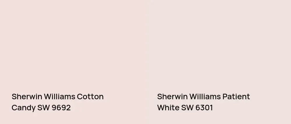 Sherwin Williams Cotton Candy SW 9692 vs Sherwin Williams Patient White SW 6301