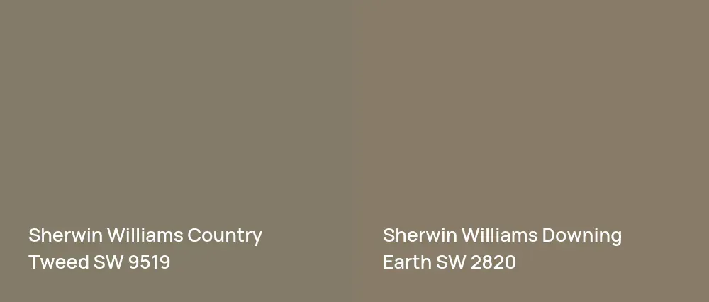 Sherwin Williams Country Tweed SW 9519 vs Sherwin Williams Downing Earth SW 2820