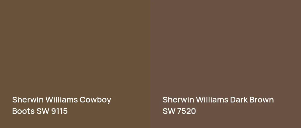 Sherwin Williams Cowboy Boots SW 9115 vs Sherwin Williams Dark Brown SW 7520