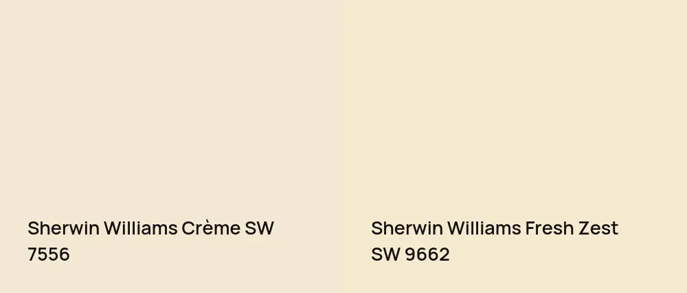 Sherwin Williams Crème SW 7556 vs Sherwin Williams Fresh Zest SW 9662