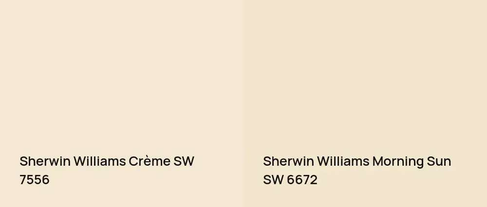 Sherwin Williams Crème SW 7556 vs Sherwin Williams Morning Sun SW 6672