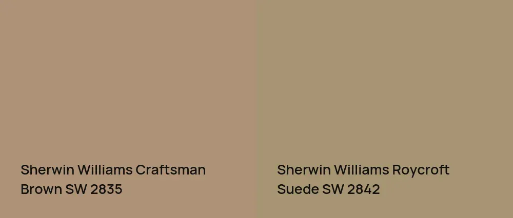 Sherwin Williams Craftsman Brown SW 2835 vs Sherwin Williams Roycroft Suede SW 2842