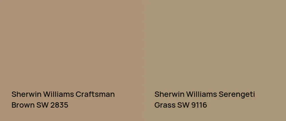 Sherwin Williams Craftsman Brown SW 2835 vs Sherwin Williams Serengeti Grass SW 9116