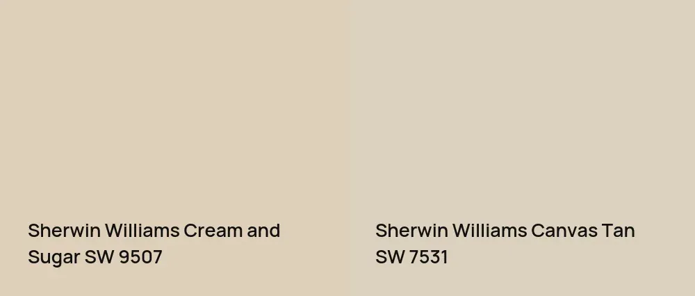 Sherwin Williams Cream and Sugar SW 9507 vs Sherwin Williams Canvas Tan SW 7531