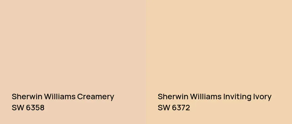 Sherwin Williams Creamery SW 6358 vs Sherwin Williams Inviting Ivory SW 6372