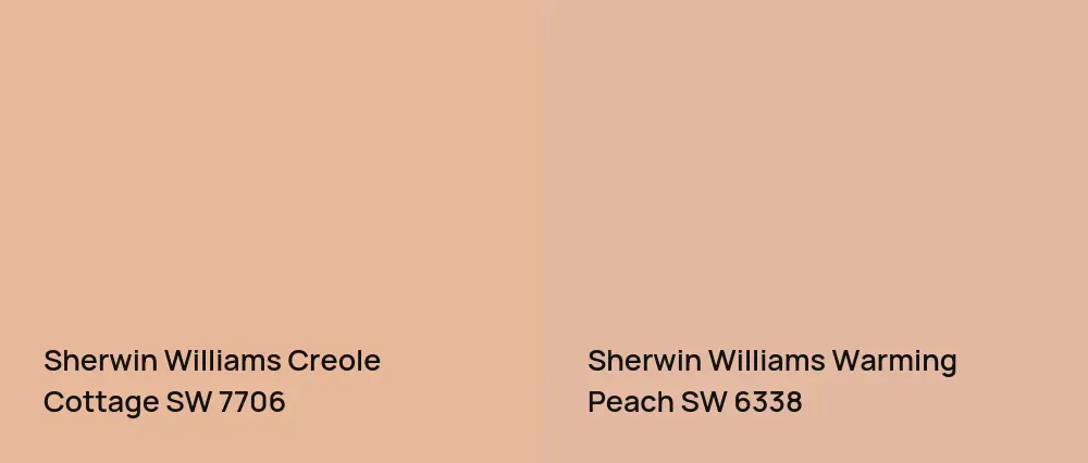 Sherwin Williams Creole Cottage SW 7706 vs Sherwin Williams Warming Peach SW 6338
