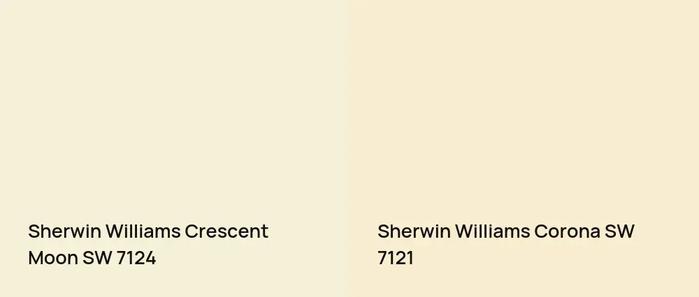 Sherwin Williams Crescent Moon SW 7124 vs Sherwin Williams Corona SW 7121