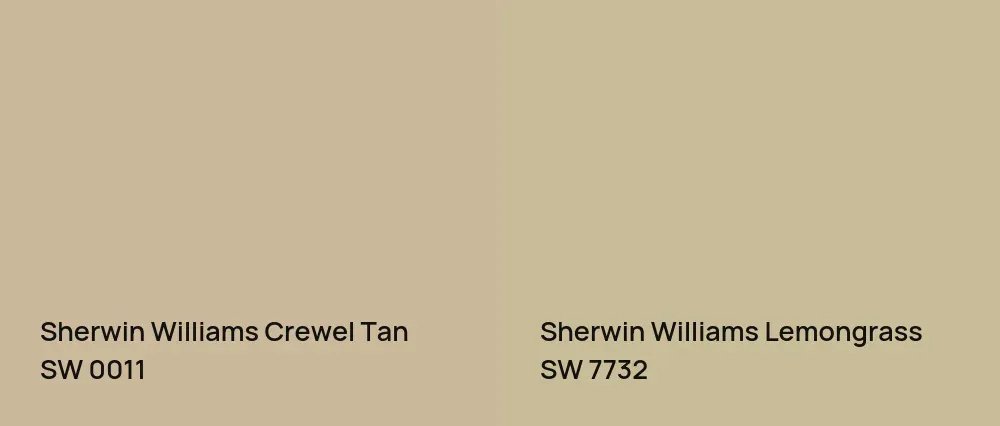 Sherwin Williams Crewel Tan SW 0011 vs Sherwin Williams Lemongrass SW 7732