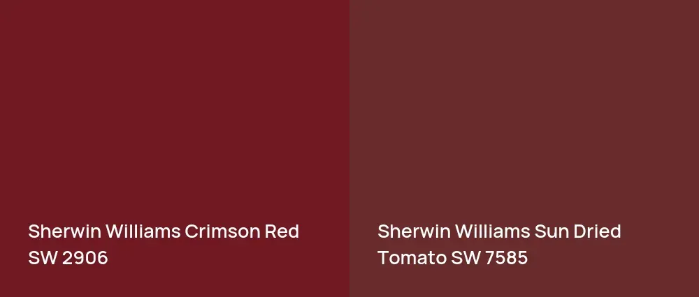 Sherwin Williams Crimson Red SW 2906 vs Sherwin Williams Sun Dried Tomato SW 7585