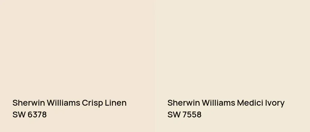 Sherwin Williams Crisp Linen SW 6378 vs Sherwin Williams Medici Ivory SW 7558