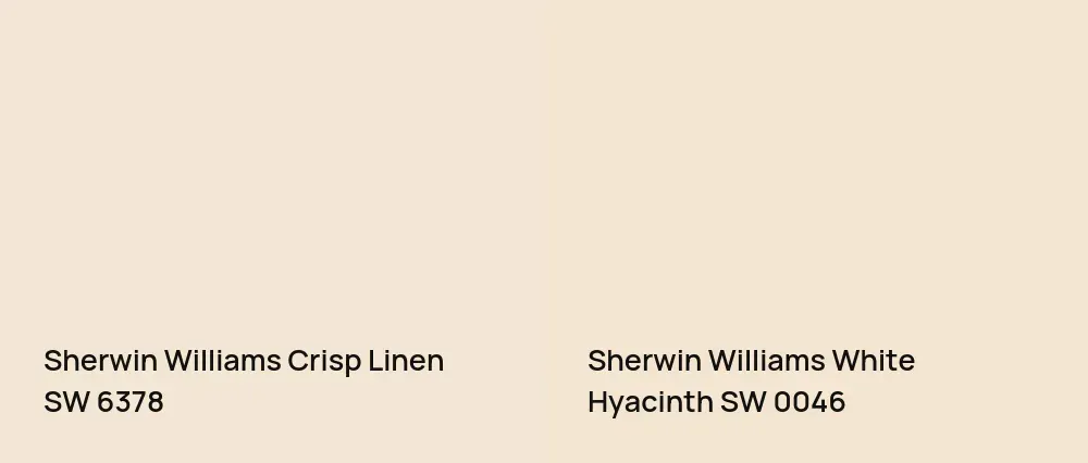 Sherwin Williams Crisp Linen SW 6378 vs Sherwin Williams White Hyacinth SW 0046