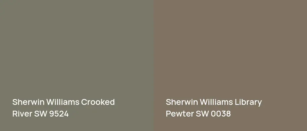 Sherwin Williams Crooked River SW 9524 vs Sherwin Williams Library Pewter SW 0038