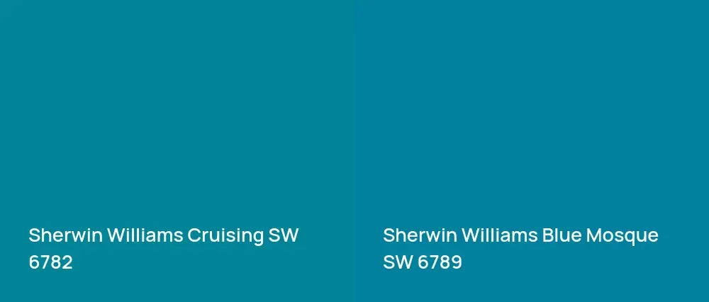 Sherwin Williams Cruising SW 6782 vs Sherwin Williams Blue Mosque SW 6789
