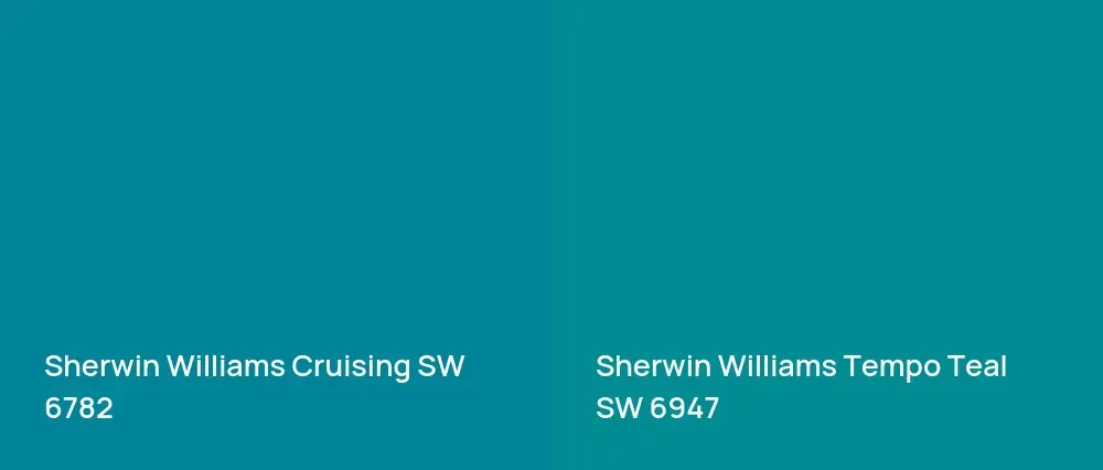 Sherwin Williams Cruising SW 6782 vs Sherwin Williams Tempo Teal SW 6947
