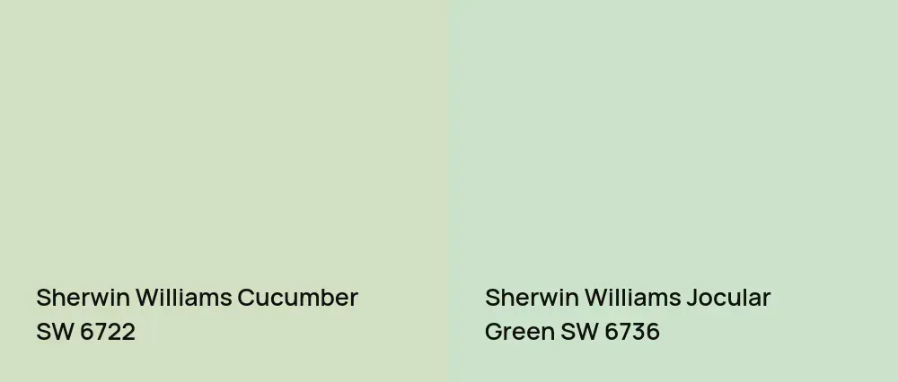 Sherwin Williams Cucumber SW 6722 vs Sherwin Williams Jocular Green SW 6736