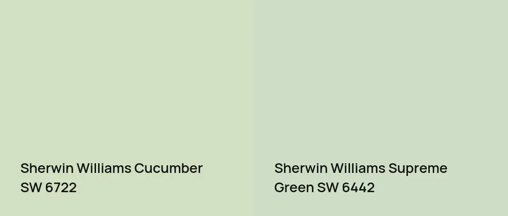 Sherwin Williams Cucumber SW 6722 vs Sherwin Williams Supreme Green SW 6442