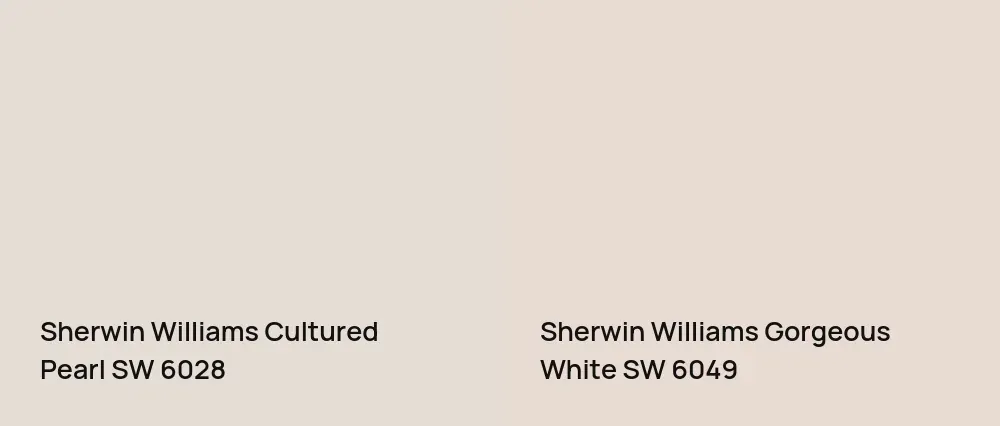 Sherwin Williams Cultured Pearl SW 6028 vs Sherwin Williams Gorgeous White SW 6049