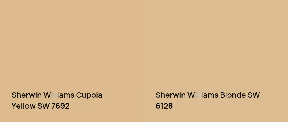 Sherwin Williams Cupola Yellow SW 7692 vs Sherwin Williams Blonde SW 6128