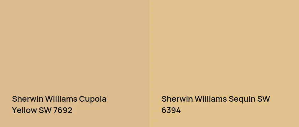 Sherwin Williams Cupola Yellow SW 7692 vs Sherwin Williams Sequin SW 6394