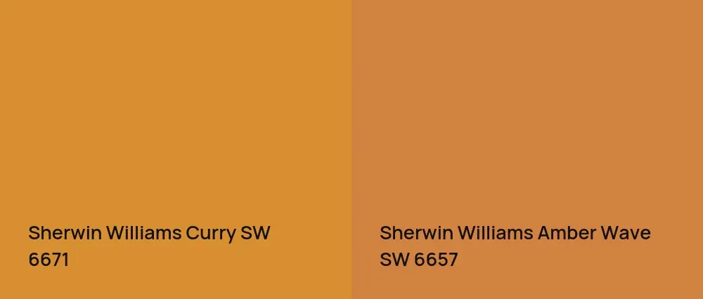 Sherwin Williams Curry SW 6671 vs Sherwin Williams Amber Wave SW 6657