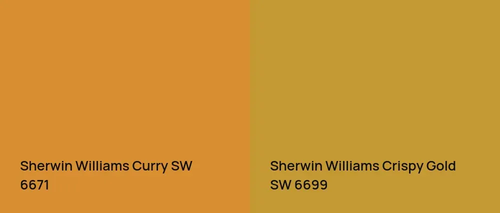Sherwin Williams Curry SW 6671 vs Sherwin Williams Crispy Gold SW 6699