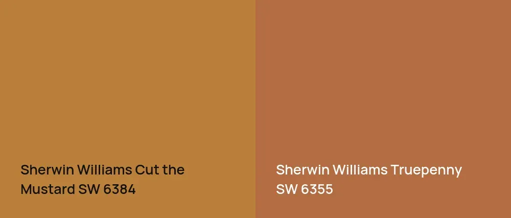 Sherwin Williams Cut the Mustard SW 6384 vs Sherwin Williams Truepenny SW 6355