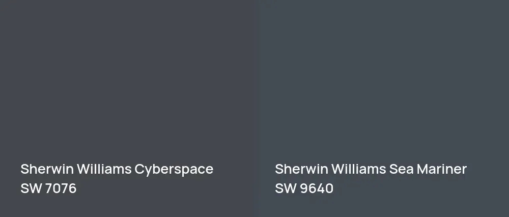 Sherwin Williams Cyberspace SW 7076 vs Sherwin Williams Sea Mariner SW 9640