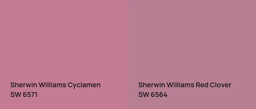 Sherwin Williams Cyclamen SW 6571 vs Sherwin Williams Red Clover SW 6564