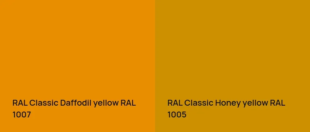 RAL Classic  Daffodil yellow RAL 1007 vs RAL Classic  Honey yellow RAL 1005